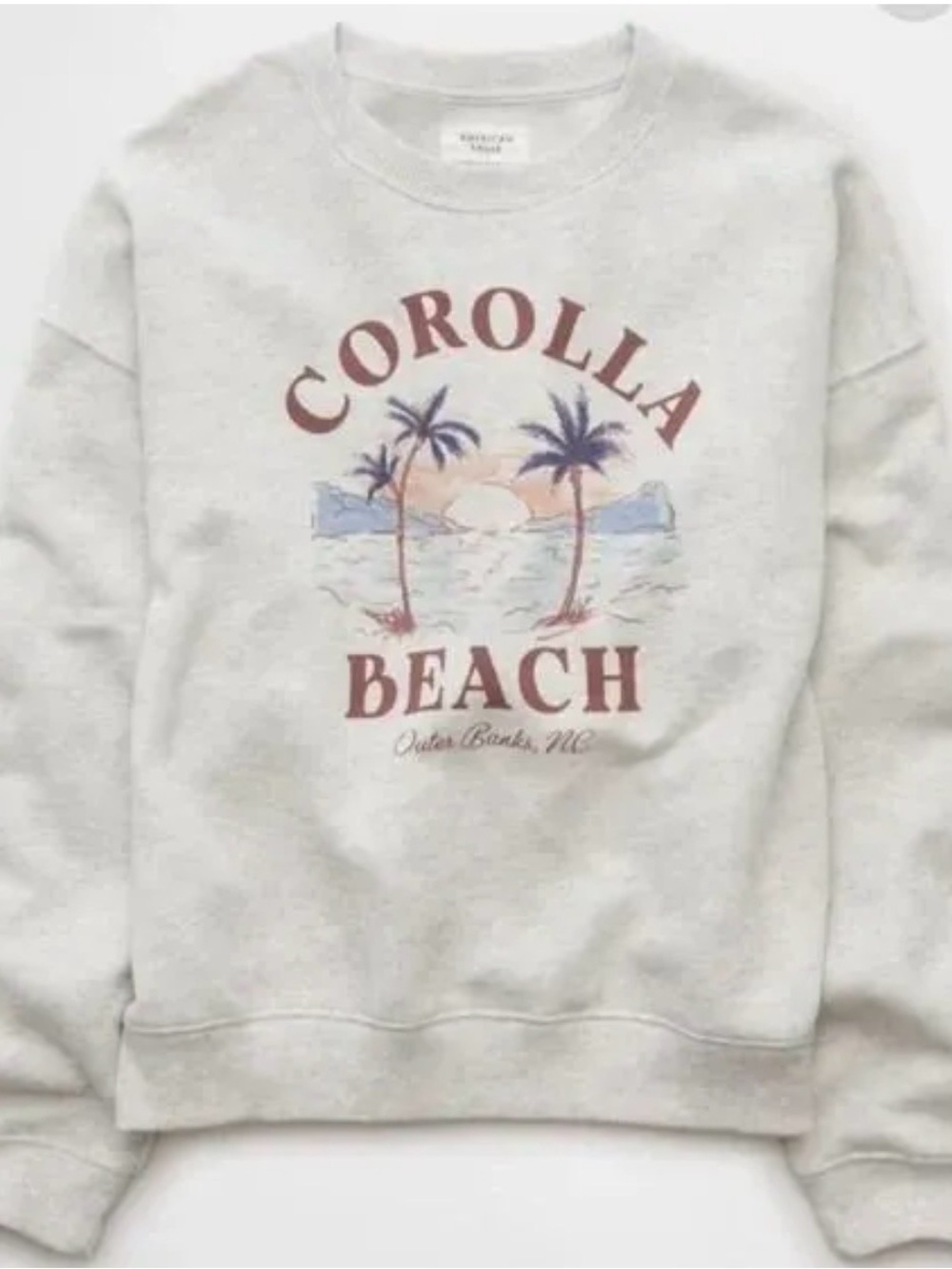 Light Gray Corolla Beach North Carolina Crewneck Sweatshirt - American Eagle XS